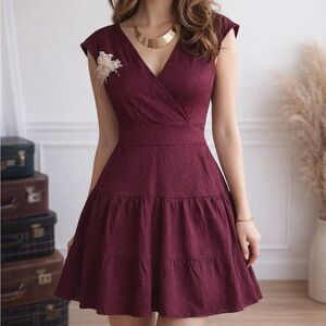 Maje Deep Red Mini Dress